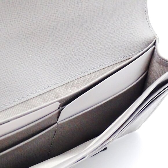 FURLA Grey Saffiano Leather Gold Plated Logo Bifold Wallet - Picture 6 of 8